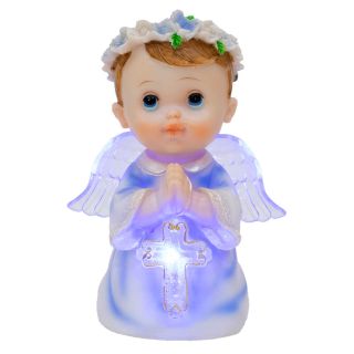 ALJ25A818R-B-M | Anjinho Azul Orando Com Luz 17cm - Enfeite Resina