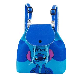 Mini Mochila Azul Stitch Sentado 19x9x19cm - Disney