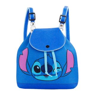 Mini Mochila Azul Stitch Piscando Olho 19x9x19cm - Disney