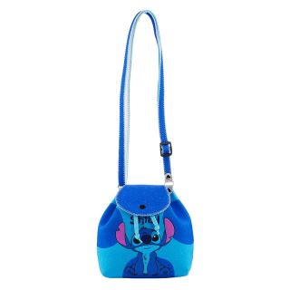 Bolsa Tiracolo Azul Stitch Sentado 16x8x17cm - Disney