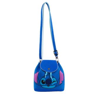 Bolsa Tiracolo Azul Stitch Piscando Olho 16x8x17cm - Disney
