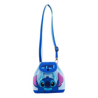 Bolsa Tiracolo Azul Rosto Stitch 16x8x17cm - Disney