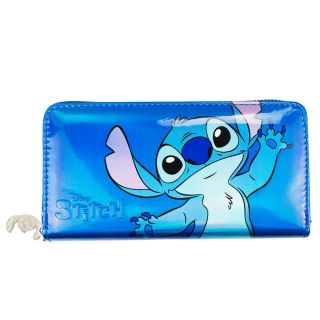 Carteira Retangular Azul Stitch 10x20cm - Disney