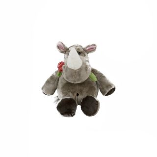 XT8815-35-F | Rinoceronte Com Rosa Na Boca 23cm - Pelúcia
