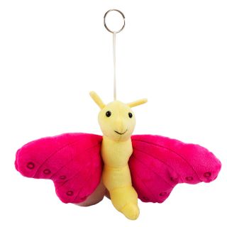 BBL1740-14-FM | Chaveiro Borboleta Corpo Amarelo Asas Pink 18x24cm - Pelúcia