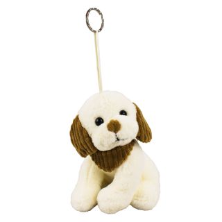 BBL1679-16-FM | Chaveiro Cachorro Branco Sentado 16cm - Pelúcia