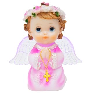 ALJ25C05A-2WBG-M | Anjinho Rosa Orando Com Luz 12cm - Enfeite Resina