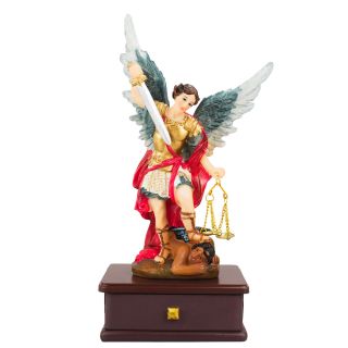 ALJ305C-4-M | São Miguel Porta Objeto 22.5cm - Enfeite Resina