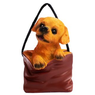 CHD004-M | Mini Cachorro Laranja Na Bolsa 7.5cm - Resina Animais