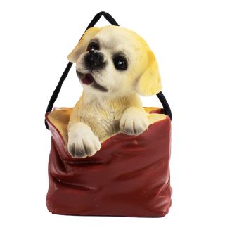 CHD004-M | Mini Cachorro Creme Na Bolsa 7.5cm - Resina Animais