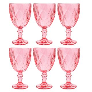 Jg 6 Taças Vermelho Transparente Vidro 310ml