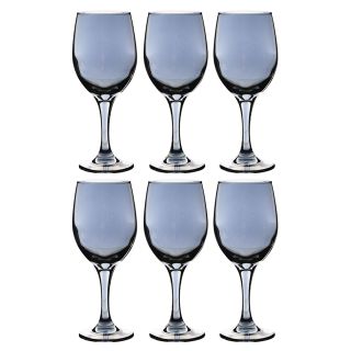Jg 6 Taças Cinza Escura Transparente Vidro 430ml