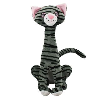 XT9276-30-F | Gato Cinza Sentado Cauda Longa 32cm - Pelúcia