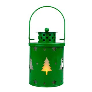 JD3045-M(VERDE) | Mini Luminária Lamparina Verde 12.5cm - Enfeite Natalino