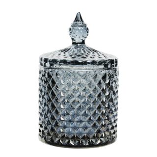 Pote Baleiro Vidro Cinza Transparente 11x7cm