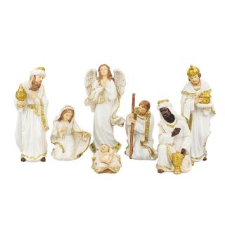 AS351599-1-M | Presépio Branco 7 Peças 20cm - Enfeite Resina