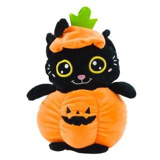 JS-CT230330-20-F | Gato Preto Abóbora Halloween 24cm - Pelúcia