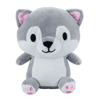 XT9283-20-F | Cachorro Cinza Sentado 22cm - Pelúcia