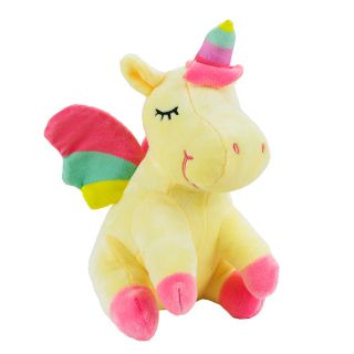 JS-HW32372-F | Unicórnio Sentado Amarelo 20cm - Pelúcia
