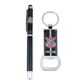 Caneta Roller Pen 0.8mm Touchscreen Chaveiro Abridor Garrafas - Corinthians