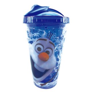 DQH046YL-FZ3-D | Copo Azul Com Canudo E Tampa Gel Congelante Olaf 450ml - Disney