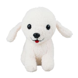 HY-092-F | Cachorro Branco Sentado 21cm - Pelúcia