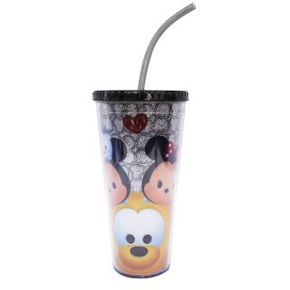DDF8809Z-TT1-D | Copo Com Cubos De Gelo Preto Mickey E Minnie Tsum Tsum 600ml - Disney