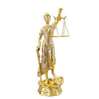 QMH218011-25-M | Dama Da Justiça Dourada 27.5cm - Enfeite Resina