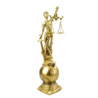 QMH13316-3/-21-M | Dama Da Justiça Globo Dourado 23.5cm - Enfeite Resina