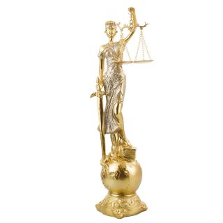 QMH13318-25-M | Dama Da Justiça Globo Dourado 40cm - Enfeite Resina