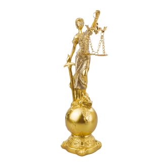 QMH13316-25-M | Dama Da Justiça Globo Dourado 23.5cm - Enfeite Resina