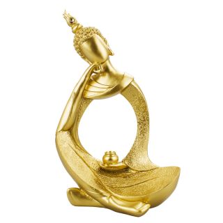LK23509G-M | Buda Sentado Dourado 29cm