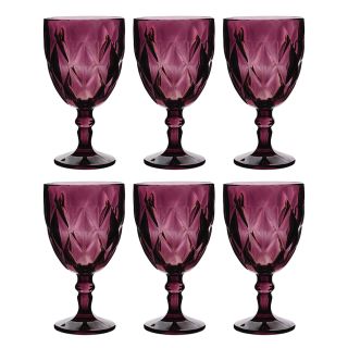 Jg 6 Taças Roxo Transparente Vidro 310ml