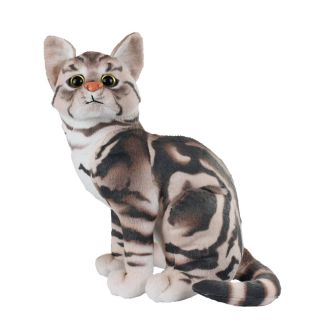 BH-4CAT27YE-F | Gato Cinza Sentado Realista 25cm - Pelúcia