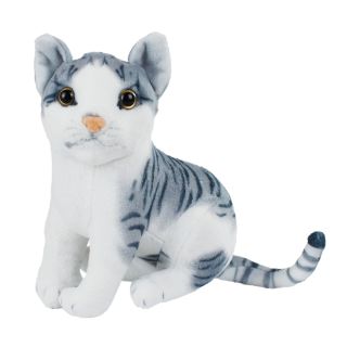 BH-D25GR-F | Gato Cinza Sentado Realista 20cm - Pelúcia