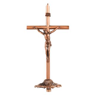 ME0466-M(BRONZE) | Crucifixo De Mesa Bronze 22cm - Enfeite Metal