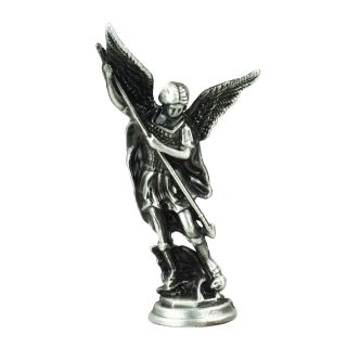 ME0462-M | Arcanjo São Miguel Prateado Uso Carro 8cm