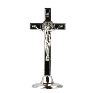 ME0456-M | Crucifixo De Mesa Preto 12cm - Enfeite Metal
