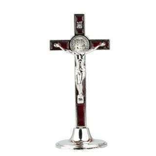 ME0456-M | Crucifixo De Mesa Vermelho 12cm - Enfeite Metal