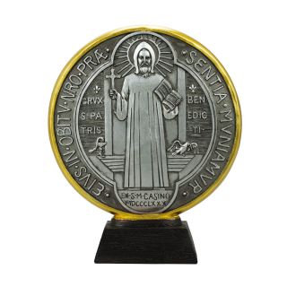 ALJB1801-BC-M | Medalhão São Bento 18cm - Enfeite Resina