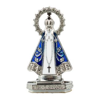 ME0459-M | Nossa Senhora Aparecida Prateada Uso Carro 5.5cm