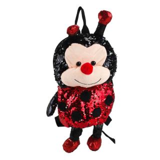 XT9183-FM | Mini Mochila Lantejoulas Joaninha 27x10x24 - Pelúcia