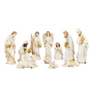 AS351586-1-M | Presépio Vestimenta Branca Com 11 Peças 32cm - Enfeite Resina
