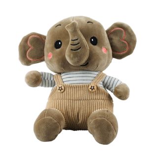 AE-001-F(MARROM) | Elefante Sentado Suspensório Marrom 21cm - Pelúcia