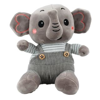 AE-001-F(CINZA) | Elefante Sentado Suspensório Cinza 21cm - Pelúcia