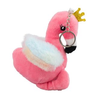 YR-003-FM(PINK) | Chaveiro Flamingo Pink Coroa 18cm - Pelúcia