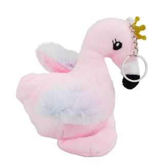 YR-003-FM(ROSA) | Chaveiro Flamingo Rosa Coroa 18cm - Pelúcia