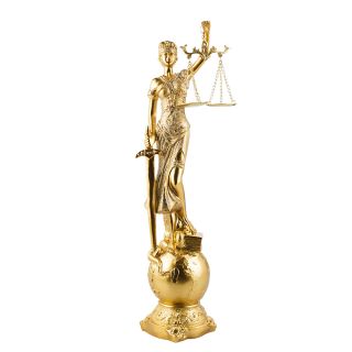 QMH13318-25-M | Dama Da Justiça Globo Dourado 41cm - Enfeite Resina