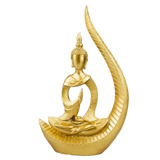LK23511G-M | Buda Sentado Arco Dourado 26.5cm