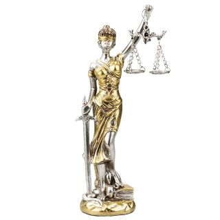 QMH218728-13-M | Dama Da Justiça Dourado 21.5cm - Enfeite Resina